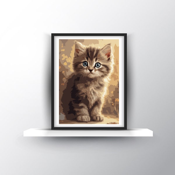 Photo d'art imprimable chaton mignon peinture photo - téléchargement numérique