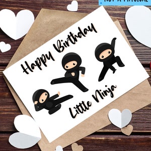 Printable Ninja Birthday Card - Ninja Card, Downloadable Card, Instant Download, Print At Home Card, Little Ninja Printable Card