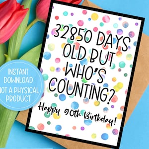 90 Yr Old Birthday Card Printable, 90 Yo Birthday Card, 90th Birthday Card, Happy 90th Birthday Card, 90 Year Old Birthday Card