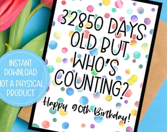 90 Yr Old Birthday Card Printable, 90 Yo Birthday Card, 90th Birthday Card, Happy 90th Birthday Card, 90 Year Old Birthday Card