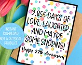 27th Anniversary Card Printable, 27 Year Wedding Anniversary Card, 27 Year Anniversary Card, Print At Home, Instant Download