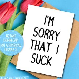 Funny Apology Card, I&#39;m Sorry Digital Download, Printable Sorry Card, Sorry Card for Him or Her, Sorry Card for Wife, Instant Download