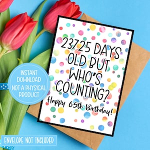 Tarjeta de cumpleaños para 65 años, tarjeta de cumpleaños para 65 años, tarjeta de cumpleaños número 65, tarjeta de feliz cumpleaños número 65, tarjeta de cumpleaños para 65 años