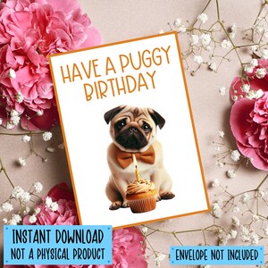 Pug Birthday Card Printable, Pug Card, Pug Dad Gift, Dog Lover ...