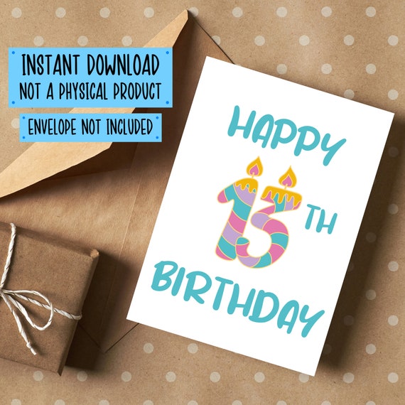13th Birthday Card Printable Downloadable 13th Birthday Card - Etsy