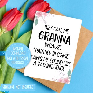 Carte imprimable grand-mère, carte imprimable pour grand-mère, carte grand-mère drôle, carte d'anniversaire grand-mère, téléchargement immédiat, téléchargement numérique, impression à la maison