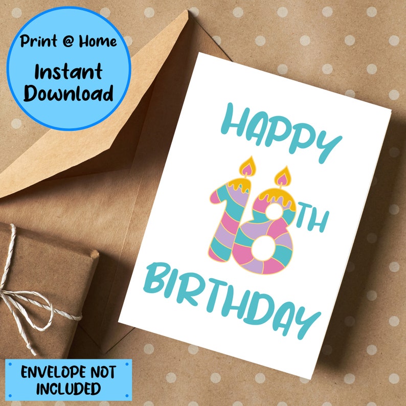 18th Birthday Card Printable - Downloadable 18th Birthday Card, 18th ...