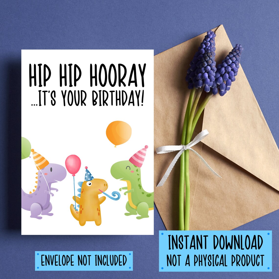 Dinosaur Birthday Card Printable Dinosaur Card Printable, Downloadable ...