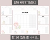 Gnome Monthly Planner, Blank Monthly Calendar, Blank Planner, Reusable Calendar, Monthly Calendar PDF, Instant Download, Print At Home