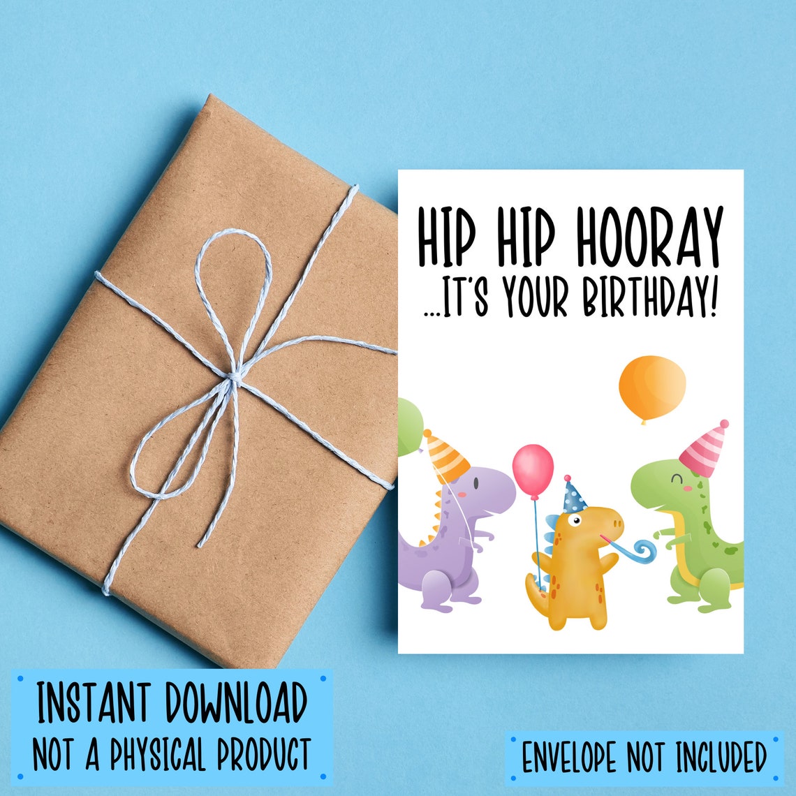 Dinosaur Birthday Card Printable Dinosaur Card Printable, Downloadable ...