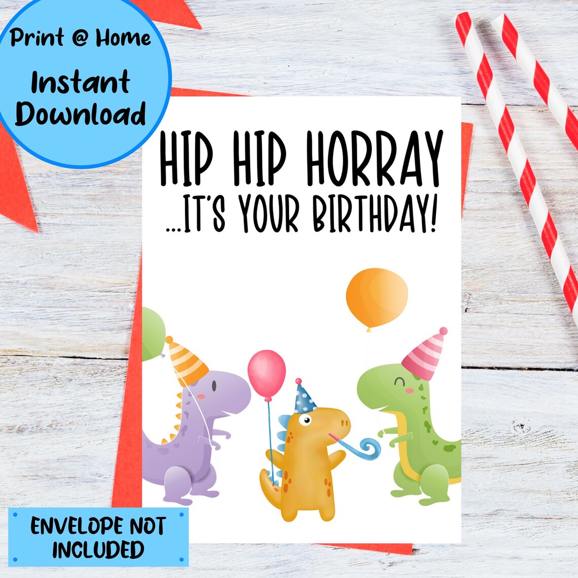 Dinosaur Birthday Card Printable Dinosaur Card Printable - Etsy