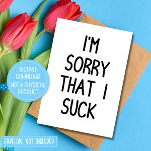 Grappige verontschuldigingskaart, sorry digitale download, afdrukbare sorry-kaart, sorry-kaart voor hem of haar, sorry-kaart voor vrouw, Instant Download