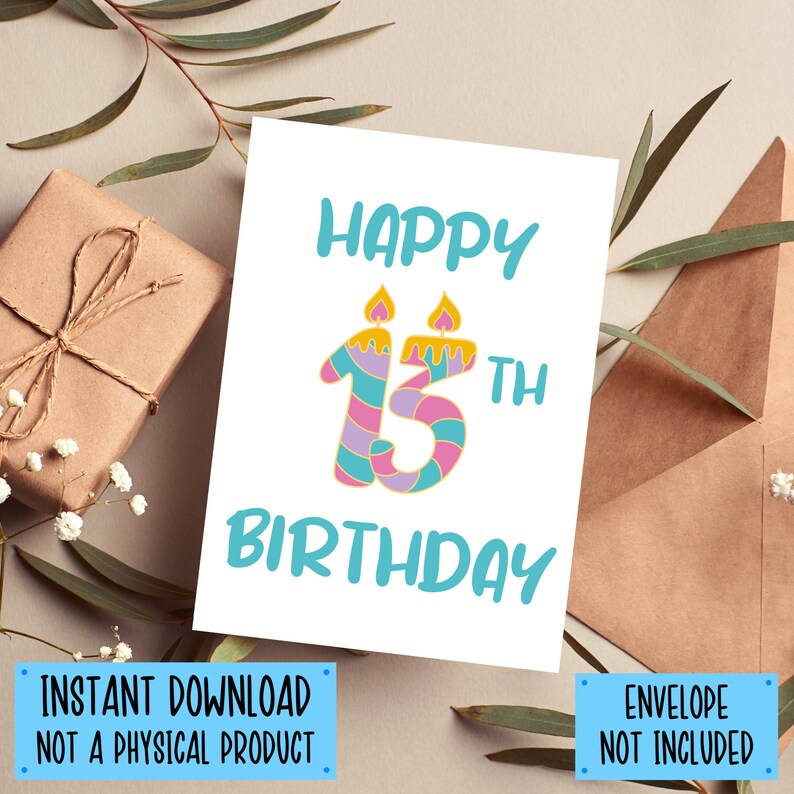 13th Birthday Card Printable, Downloadable 13th Birthday Card, 13th ...