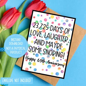 Kaart 65-jarig jubileum afdrukbaar, kaart 65-jarig huwelijk, kaart 65-jarig huwelijk, kaart 65-jarig jubileum, thuis afdrukken