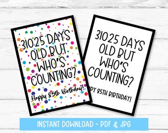 85th Birthday Card for Dad Printable, 85 Year Old Birthday Card, Happy 85th Birthday Card, 85 Yr Old Birthday Card, Instant Download
