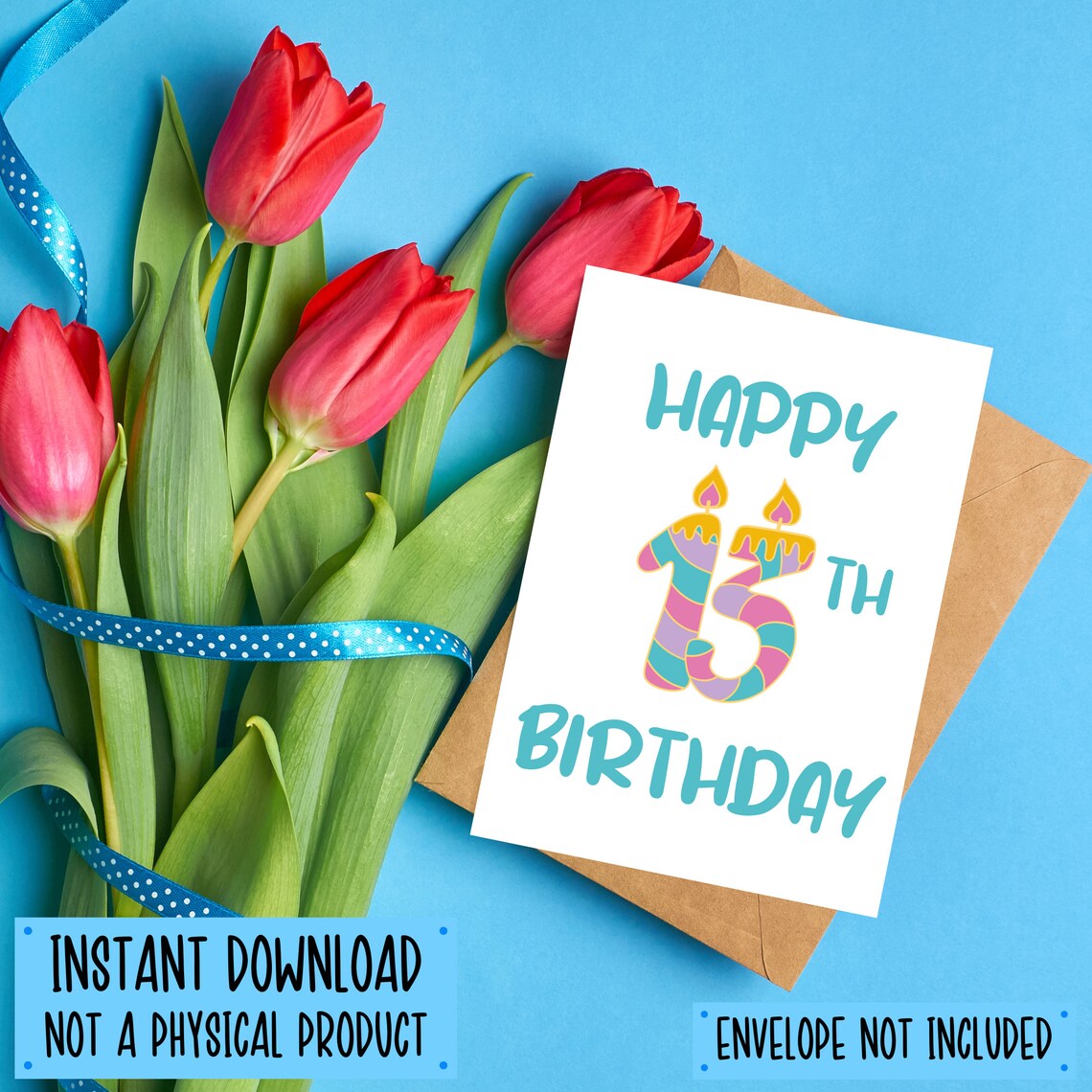 13th Birthday Card Printable Downloadable 13th Birthday Card - Etsy