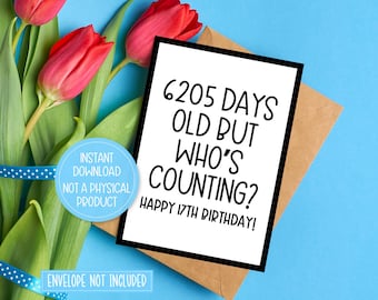 17 Year Old Birthday Card Printable, 17th Birthday Card For Boy, 17 Birthday Card, Instant Download, Digital Download, Print At Home