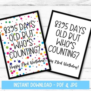23 Jahre alte Geburtstagskarte zum Ausdrucken, 23 Geburtstagskarte, 23 Geburtstagskarte, dreiundzwanzigste Geburtstagskarte, sofortiger Download, Druck zu Hause