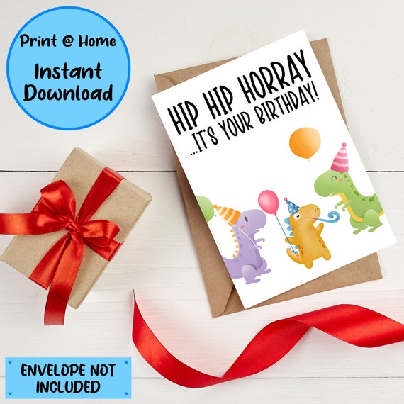 Dinosaur Birthday Card Printable Dinosaur Card Printable - Etsy