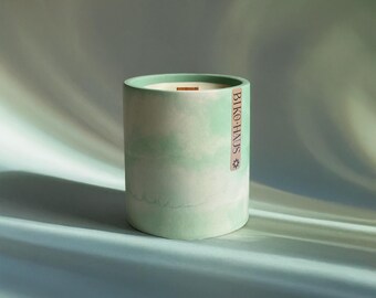 Buko Pandan Candle // Coconut + Pandan Leaf | Green Ombré Cement Jar | Soy Coconut Wax |  5 oz
