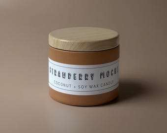 Strawberry Mochi Candle // Strawberry + Rice Flour + Vanilla | Small Metal Tin | Coconut + Soy Wax | 3 oz