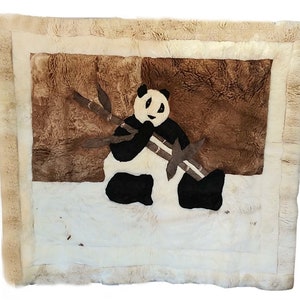 Panda Eating Bamboo, Alpaca, Peru, Rug, Wall Hanging