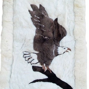Eagle on Branch Alpaca Peru Rug Throw Wall Hanging