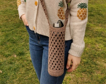 Crochet Water Bottle Holder, Cell Phone Holder, Water Bottle Carrier, Crossbody Bag, Water Bottle Bag, Phone Pouch, Gifts for Her