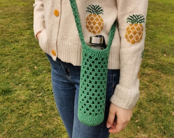 Handmade Crochet Water Bottle Holder (100% cotton), Water Bottle Bag , Croosbody Bag , Crochet Wine Bottle Holder , Gifts for Her , Handmade