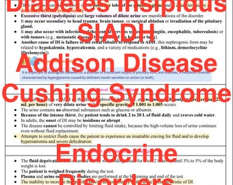 Endocrine Disorders: Diabetes Insipidus | SIADH | Addison Disease | Cushing Syndrome | 26 Pages