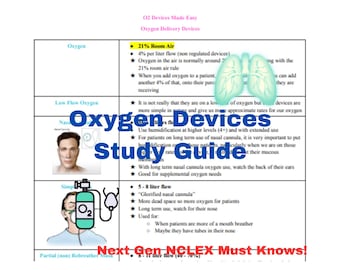 Oxygen Delivery Devices Cheat Sheet