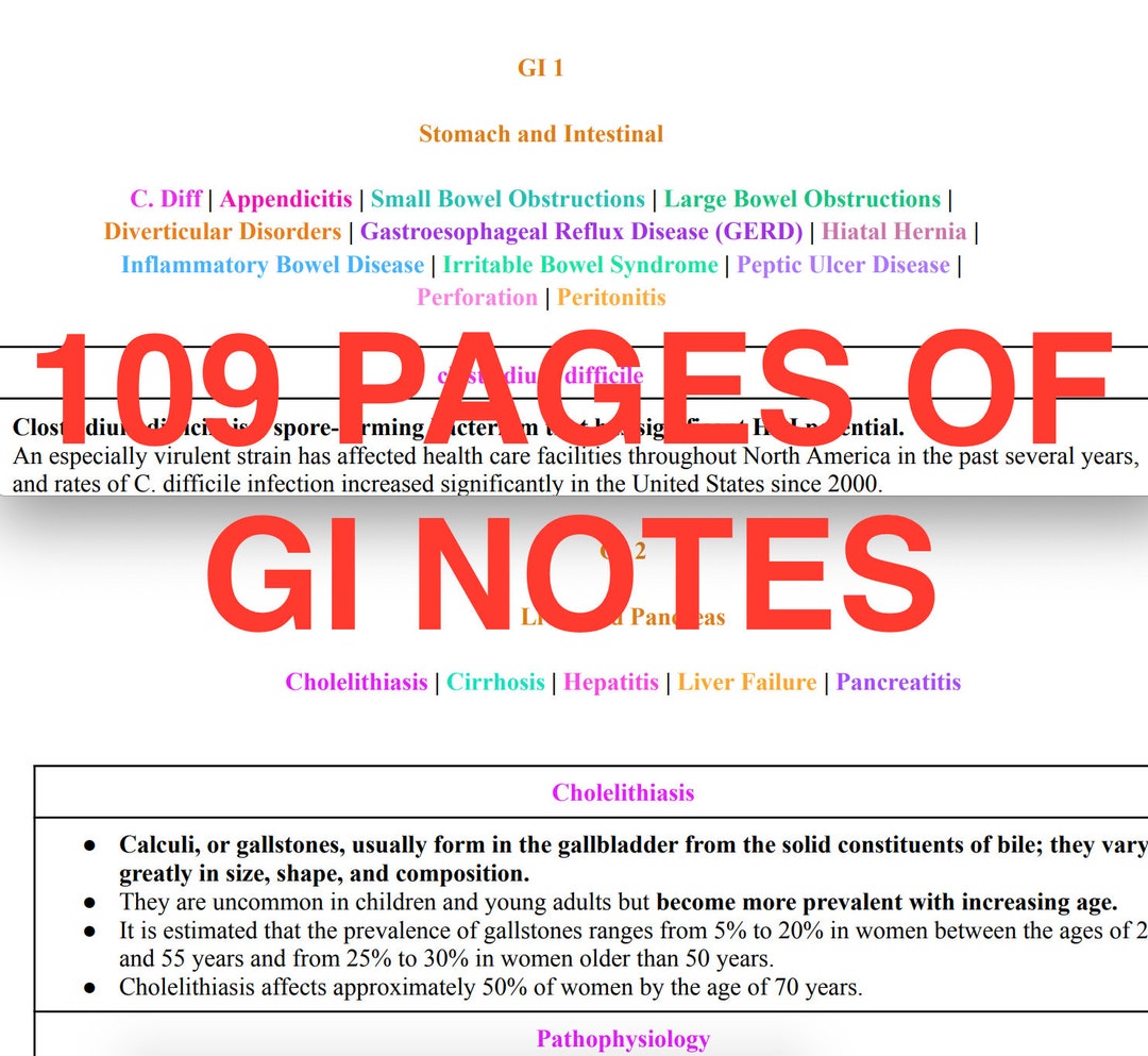 109 Pages of GI Notes Etsy