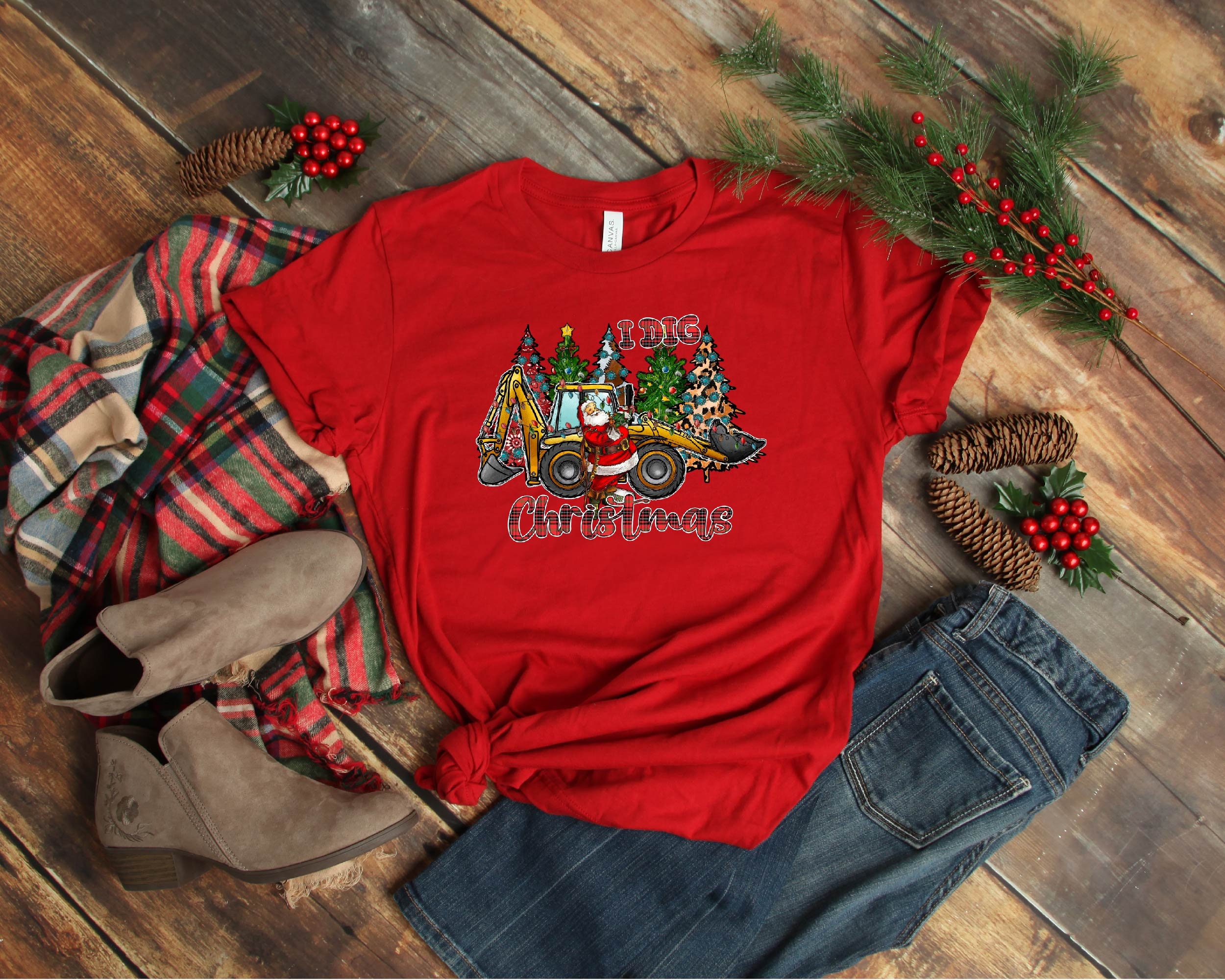 Discover I Dig Christmas Shirt, Merry Christmas Shirt, Backhoe Loader Shirt