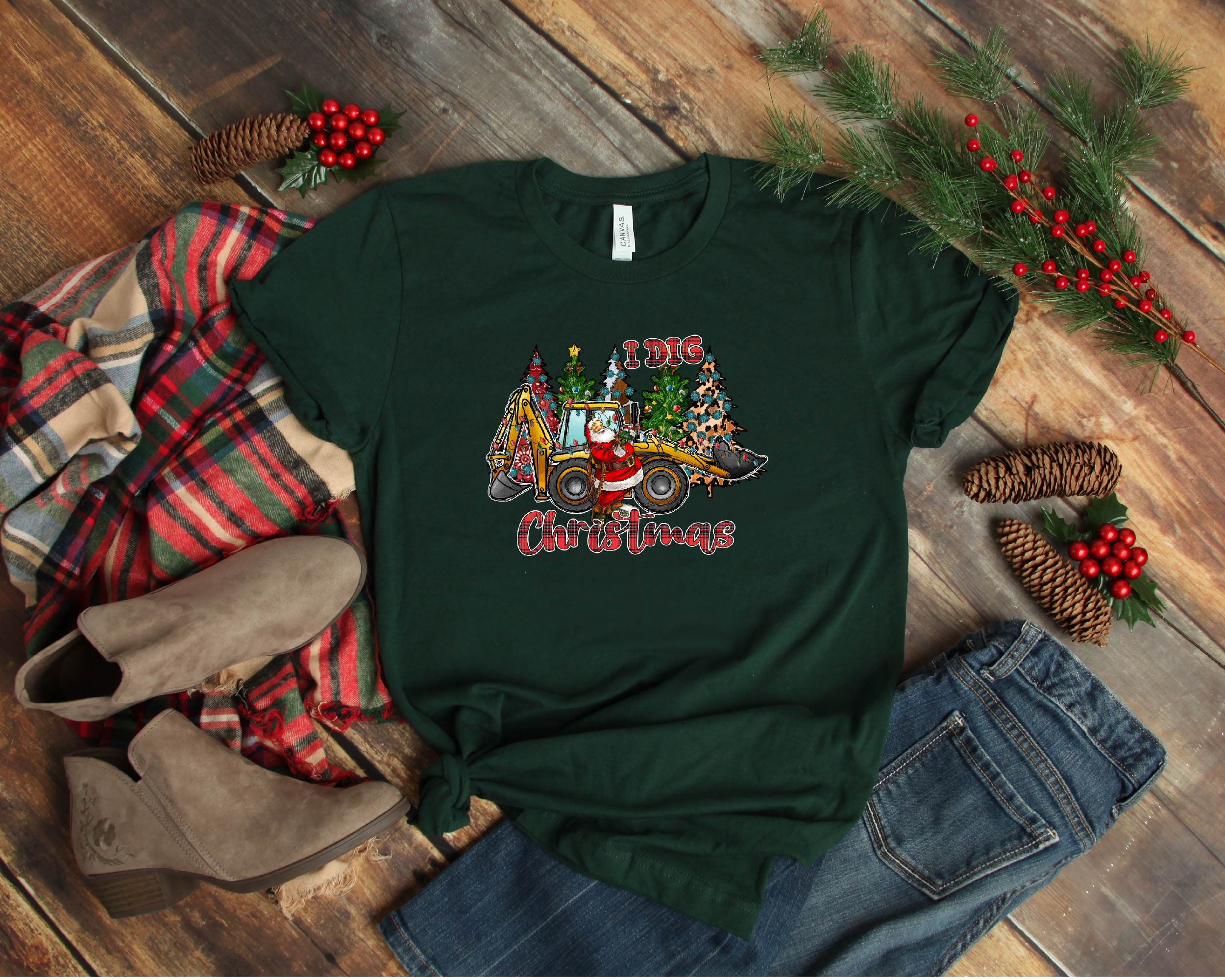 Discover I Dig Christmas Shirt, Merry Christmas Shirt, Backhoe Loader Shirt