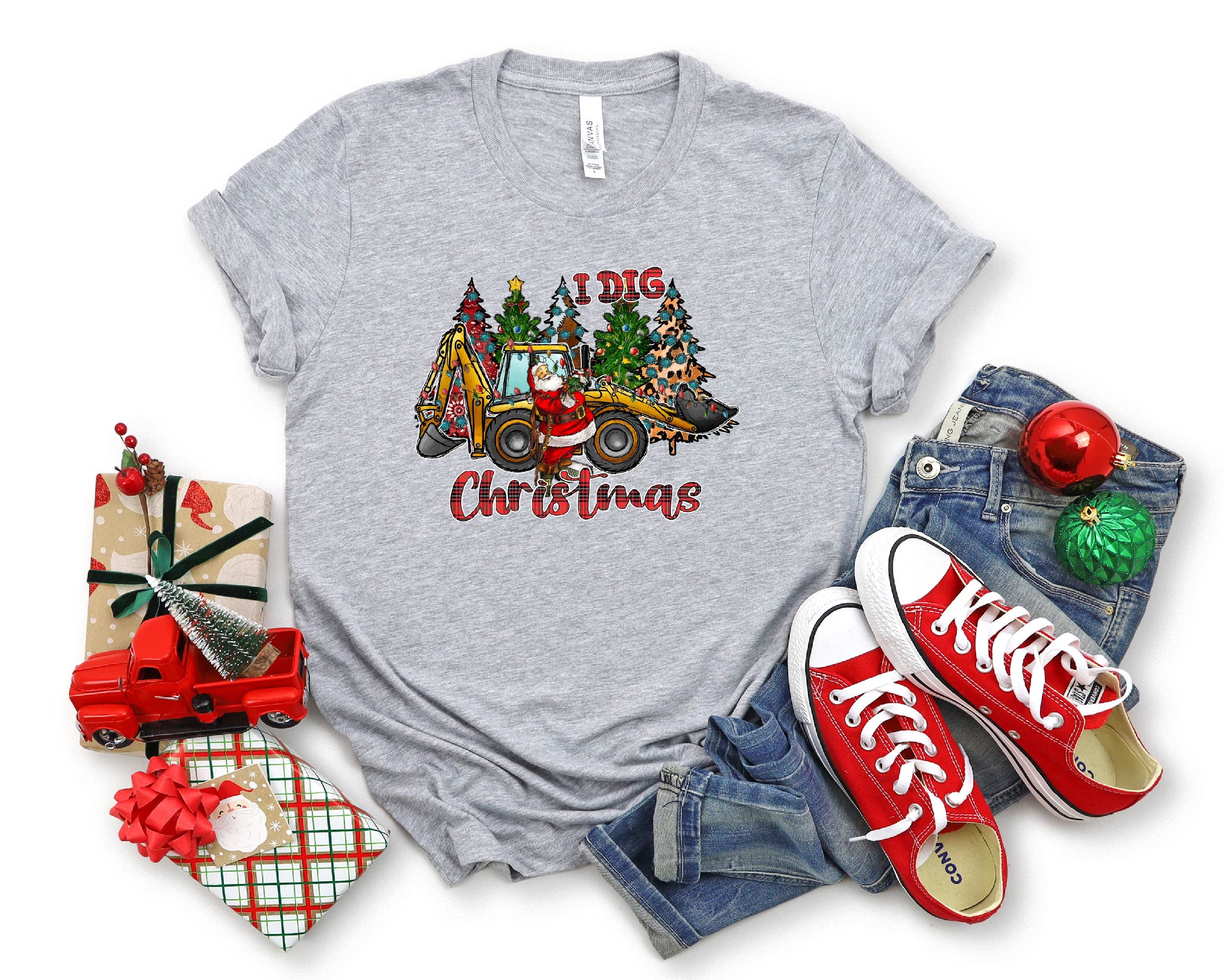 Discover I Dig Christmas Shirt, Merry Christmas Shirt, Backhoe Loader Shirt