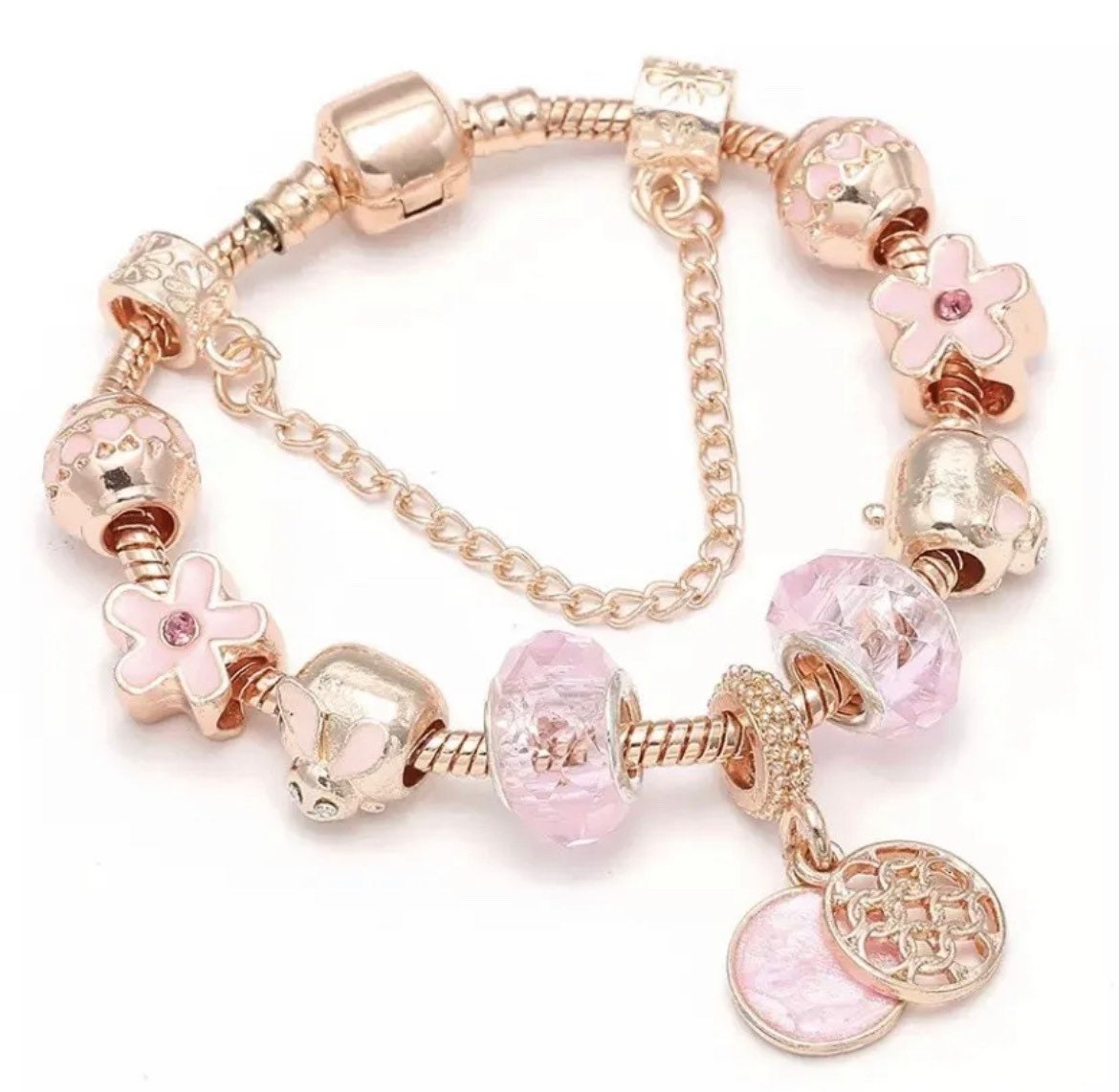 Charm Bracelet Gold – Pink