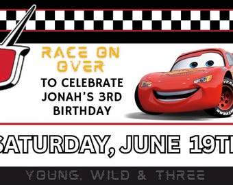 Cars 3e verjaardag Pit Pass-uitnodiging