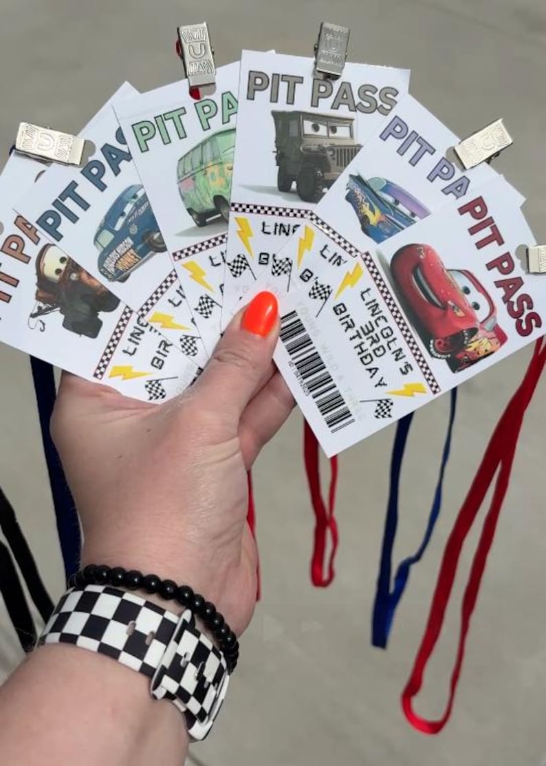 Lightning Mcqueen CARS Birthday Pit Passes – Editable Printable ...