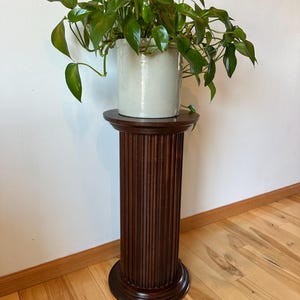 Vintage Wood Art Statue Wooden Classical Doric Column Riser Pedestal Plant Stand