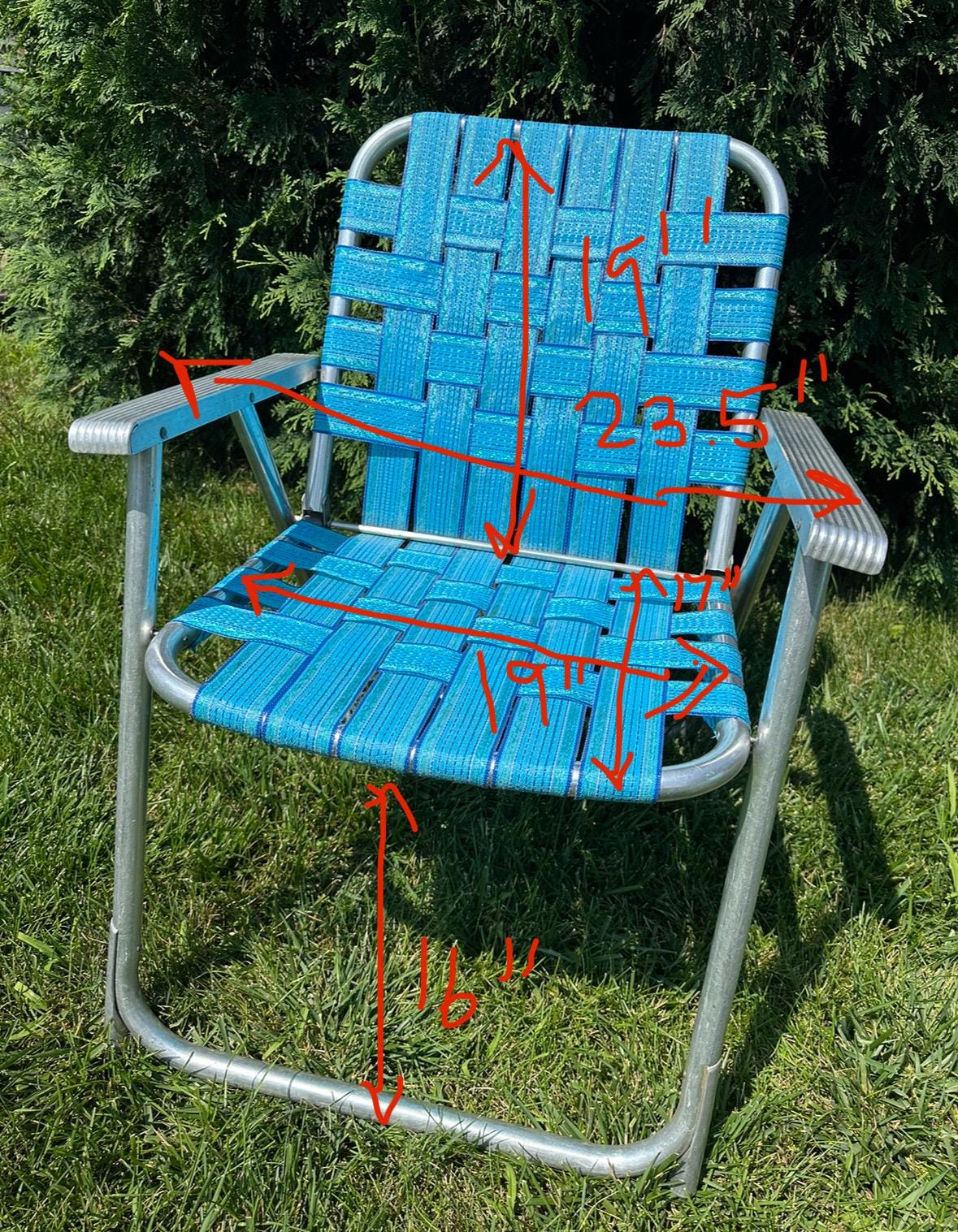 2 Vintage Aluminum Webbed Folding Lawn Chairs Blue Shimmery NICE Matching Set Etsy