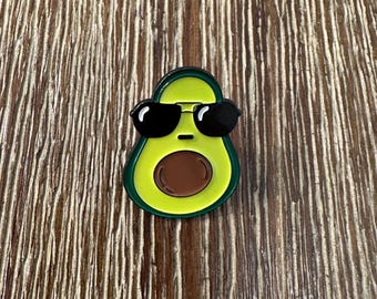 Avocado Pin with Sunglasses – Quirky Enamel Accessory