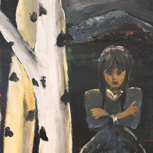 Wednesday, Addams Family, Birch, KOTELA, Painting, Painting, Trees, Painting, Art, Art, Canvas, Picture, Forest, Abstract, Abstract, Forest