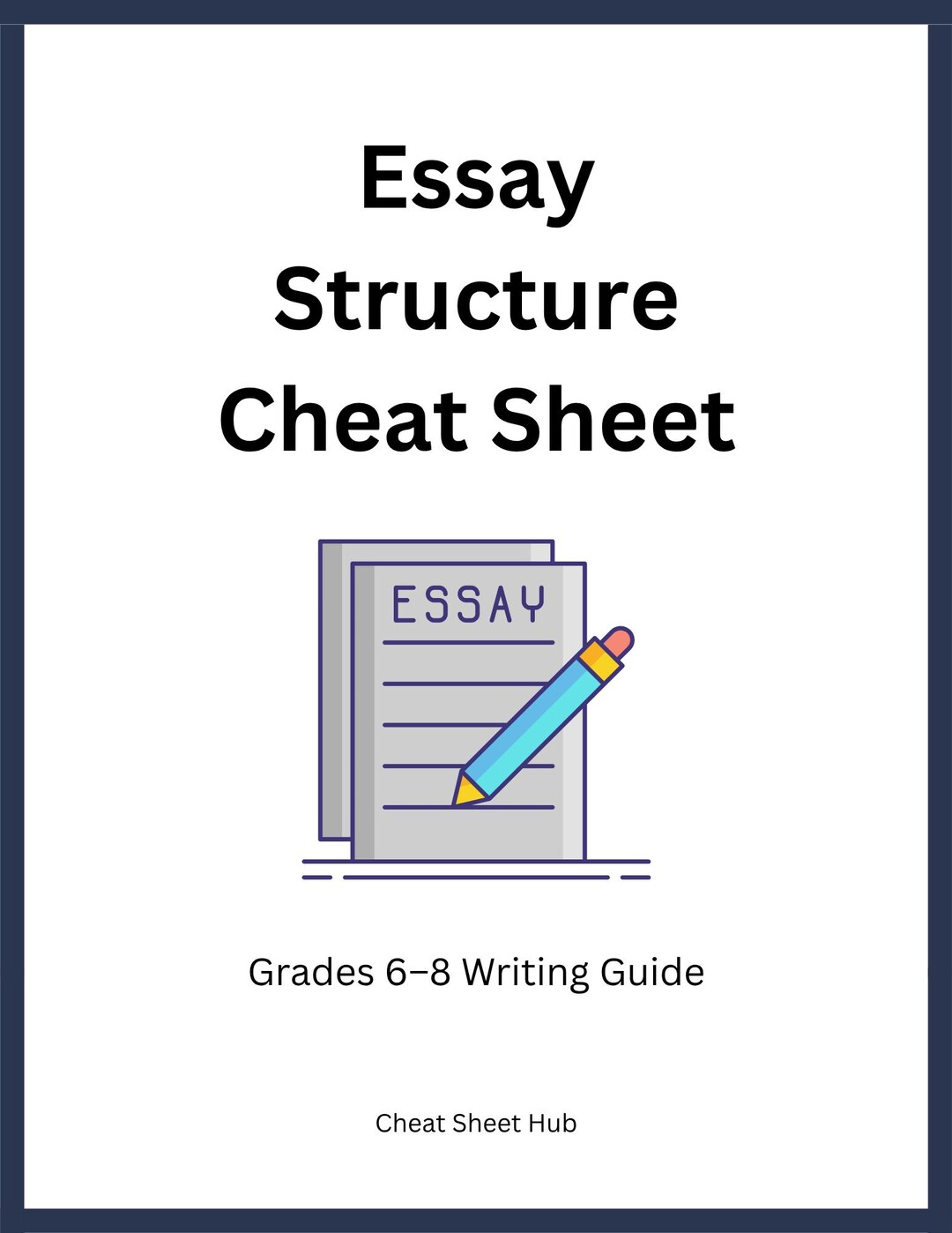 Essay Structure Cheat Sheet Printable | Writing Guide Grades 6-8 ...