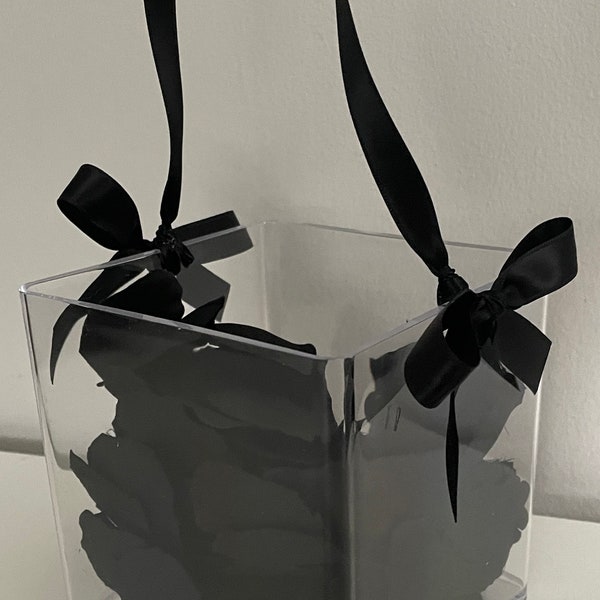 Acrylic Flower Girl Basket - Silk Flower Petals