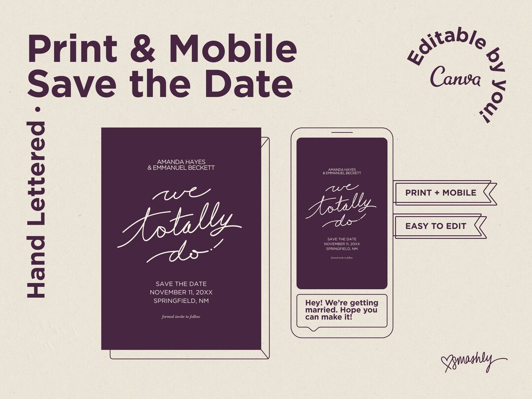 Customizable Save the Date Canva Template. Easy to Edit. Handwritten ...