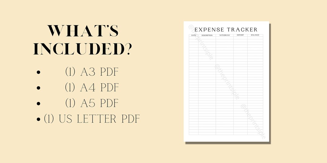 Expense Tracker | Printable | Planner Insert | A3 | A4 | A5 | US LETTER ...