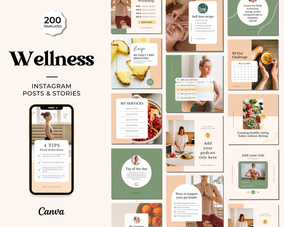 Health and Wellness Instagram Templates, Social Media Post, Nutrition