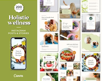 Wellness and Nutrition Instagram Post Templates. Engagement booster for health, wellness and nutrition coach