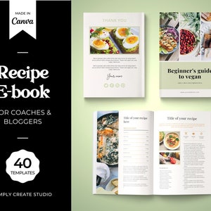 Modello di libro di cucina, modello di eBook di ricette, eBook Canva modificabile, scheda di ricette, pianificatore di pasti, cartella di lavoro sulla nutrizione
