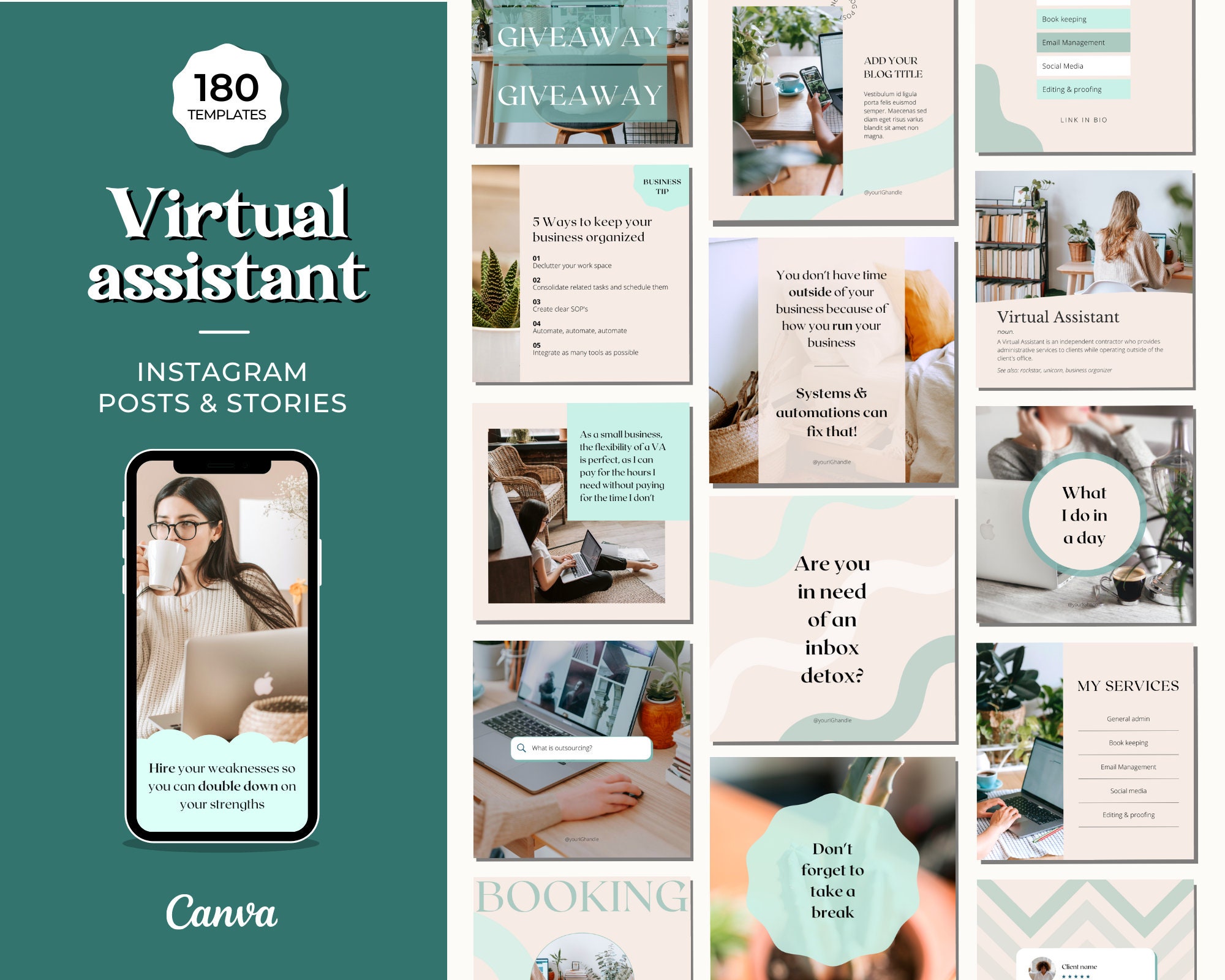 VA Instagram Post. Canva Template for Virtual Assistants. - Etsy